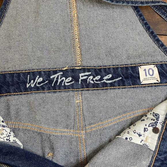 Free People Sunkissed Denim Short Overalls Zipper Front Women's 10 Shortalls - Picture 9 of 13